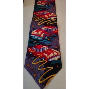 Vintage NWT The Beatles Mens Tie, Drive My Car, Purple‎ w/ Original Art Red Car